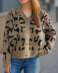 Leopard V-Neck Button Up Cardigan