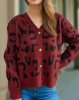 Leopard V-Neck Button Up Cardigan