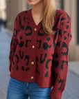 Leopard V-Neck Button Up Cardigan