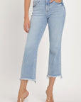 RISEN Full Size High Rise Raw Edge Crop Jeans