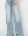 Light Gray Risen Full Size High Rise Wide Leg Jeans