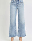 RISEN Full Size Tummy Control High Rise Crop Wide Leg Jeans