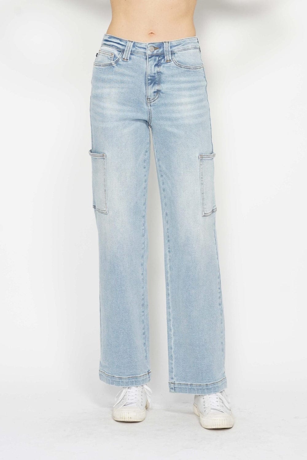 Light Gray Judy Blue Full Size High Waist Straight Cargo Jeans