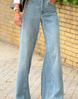 Dark Gray High Waist Bootcut Jeans with Pockets