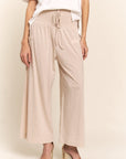 J.NNA Smocked Waist Boho Wide Leg Pants with Pockets