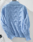 Cable Knit Mock Neck Long Sleeve Sweater