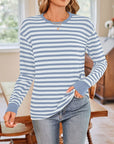 Lovelet Striped Round Neck Long Sleeve T-Shirt