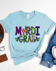 MARDI GRAS Round Neck Short Sleeve T-Shirt