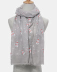 Fringe Snowman Polyester Scarf