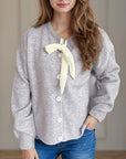 Tied Button Down Long Sleeve Cardigan