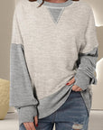 Contrast Round Neck Long Sleeve Sweatshirt