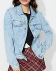 Button Up Long Sleeve Denim Shacket