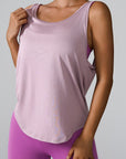 Gray Crisscross Round Neck Active Tank