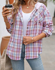 Plaid Long Sleeve Hooded Jacket