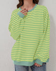 Dark Gray Contrast Striped Long Sleeve Sweatshirt