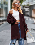 Long Sleeve Waffle-Knit Cardigan