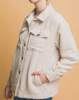 Love Tree Corduroy Button Up Jacket with Sherpa Inside