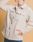 Love Tree Corduroy Button Up Jacket with Sherpa Inside