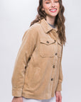 Love Tree Corduroy Button Up Jacket with Sherpa Inside