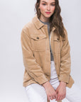 Love Tree Corduroy Button Up Jacket with Sherpa Inside