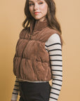 Love Tree Corduroy Zip Up Puffer Vest with Pockets