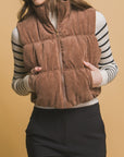 Love Tree Corduroy Zip Up Puffer Vest with Pockets