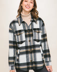 Love Tree Plaid Button Up Shacket