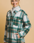 Love Tree Plaid Button Up Shacket