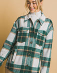 Love Tree Plaid Button Up Shacket