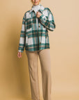 Love Tree Plaid Button Up Shacket