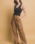 Love Tree PU Leather Cargo Pants