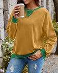 Lovelet Contrast Round Neck Long Sleeve Sweatshirt