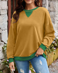 Lovelet Contrast Round Neck Long Sleeve Sweatshirt