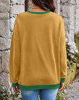 Lovelet Contrast Round Neck Long Sleeve Sweatshirt