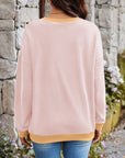 Lovelet Contrast Round Neck Long Sleeve Sweatshirt