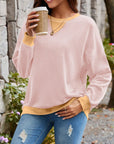 Lovelet Contrast Round Neck Long Sleeve Sweatshirt