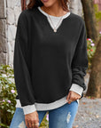 Lovelet Contrast Round Neck Long Sleeve Sweatshirt