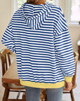 Lovelet Drawstring Striped Long Sleeve Hoodie