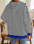 Lovelet Drawstring Striped Long Sleeve Hoodie