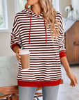 Lovelet Drawstring Striped Long Sleeve Hoodie