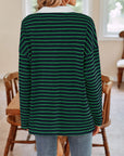 Lovelet Striped Johnny Collar Long Sleeve T-Shirt