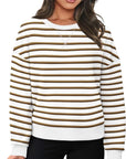 Lovelet Striped Round Neck Long Sleeve Sweatshirt