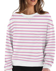 Lovelet Striped Round Neck Long Sleeve Sweatshirt