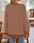 Lovelet Striped Round Neck Long Sleeve Sweatshirt