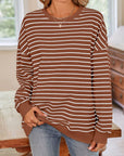 Lovelet Striped Round Neck Long Sleeve Sweatshirt