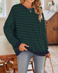 Lovelet Striped Round Neck Long Sleeve Sweatshirt