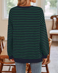 Lovelet Striped Round Neck Long Sleeve Sweatshirt