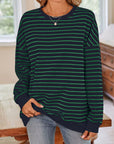 Lovelet Striped Round Neck Long Sleeve Sweatshirt