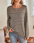 Lovelet Striped Round Neck Long Sleeve T-Shirt