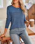 Lovelet Striped Round Neck Long Sleeve T-Shirt